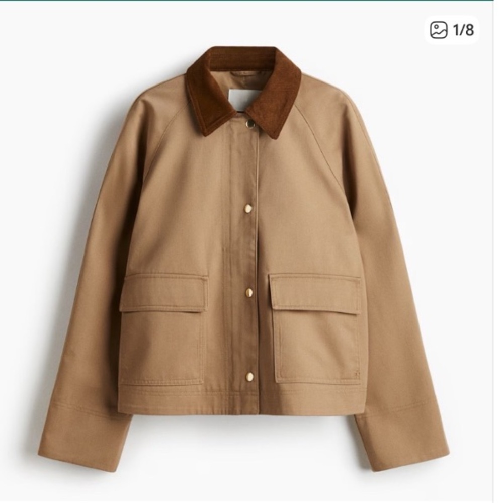 H&M Tan Barn Jacket with Brown Collar